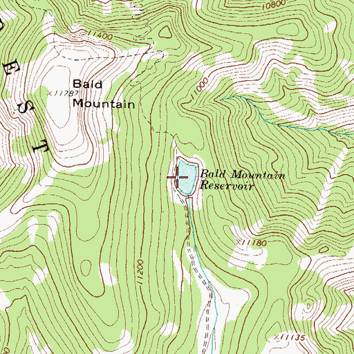 Topographic Map of Bald Mountain Reservoir, CO