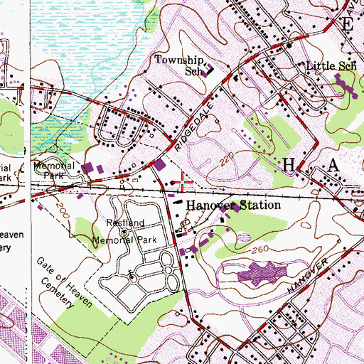 Topographic Map of East Hanover, NJ