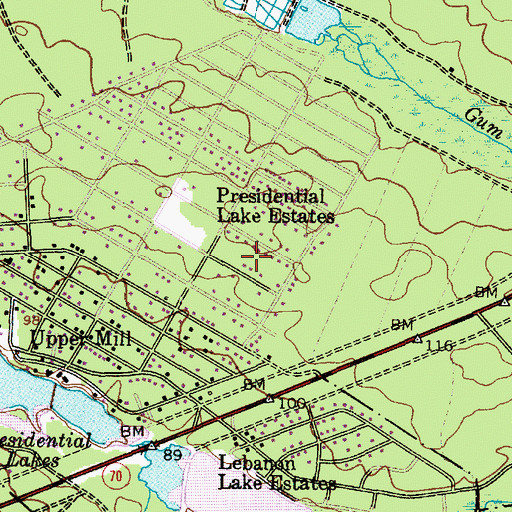 Topographic Map of Presidential Lakes Estates, NJ