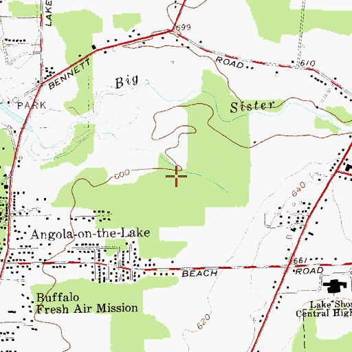 Topographic Map of Angola on the Lake, NY
