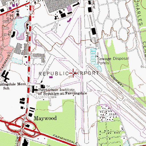 Topographic Map of East Farmingdale, NY