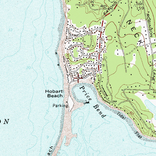 Topographic Map of Eatons Neck, NY