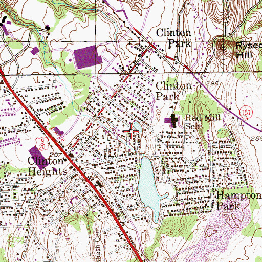 Topographic Map of Hampton Manor, NY