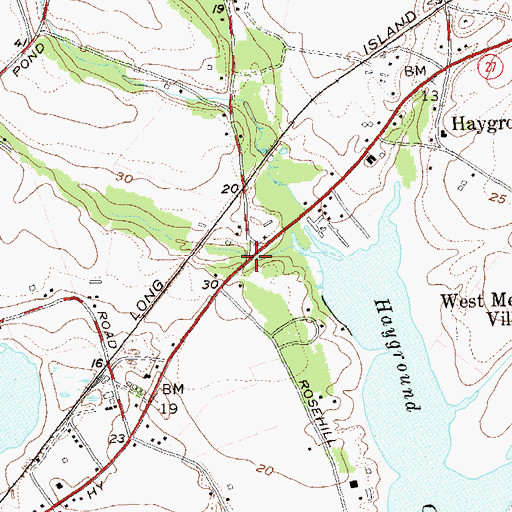 Topographic Map of Water Mill, NY