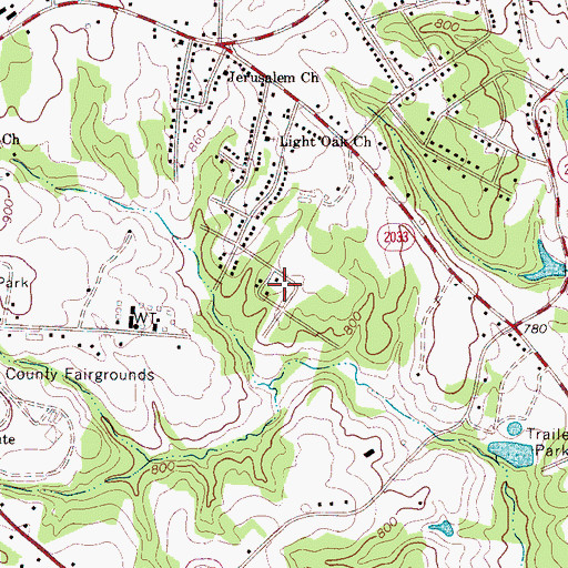 Topographic Map of Light Oak, NC