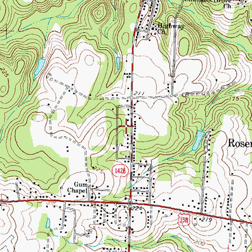 Topographic Map of South Rosemary, NC