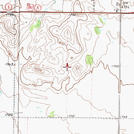Topographic Map of Shell Valley, ND