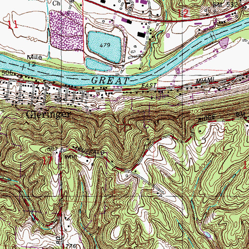 Topographic Map of Grandview, OH