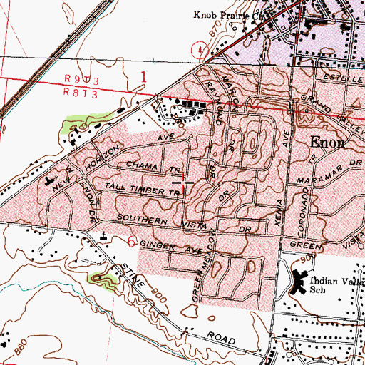 Topographic Map of Green Meadows, OH