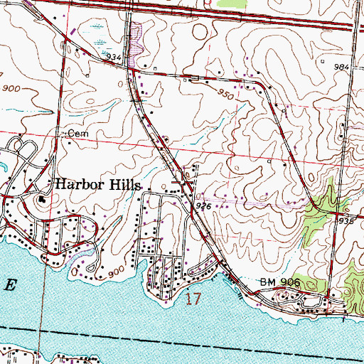 Topographic Map of Harbor Hills, OH