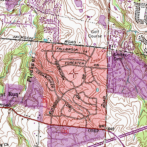 Topographic Map of Pleasant Run Farm, OH