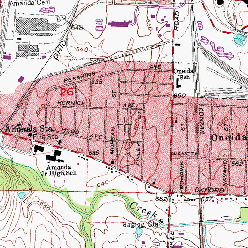 Topographic Map of South Middletown, OH