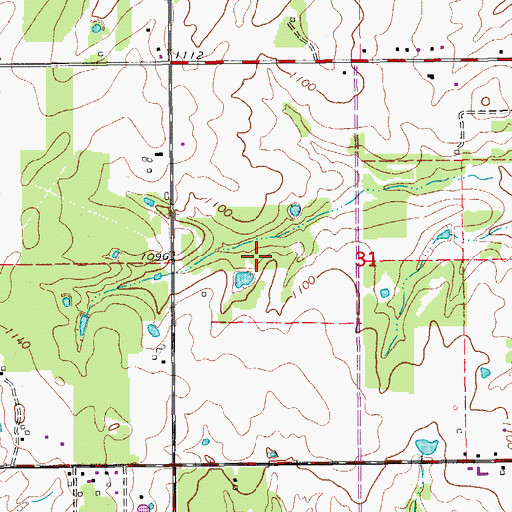 Topographic Map of Meridian, OK