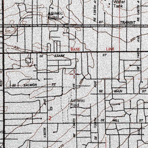 Topographic Map of Hazelwood, OR