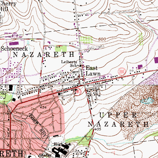 Topographic Map of Eastlawn Gardens, PA