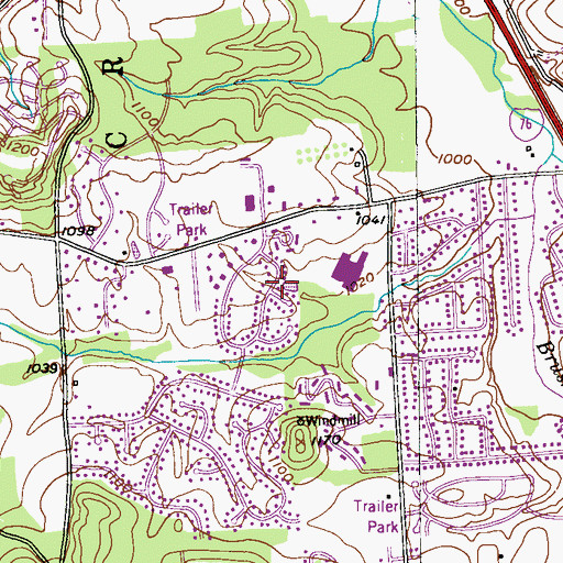 Topographic Map of Fernway, PA
