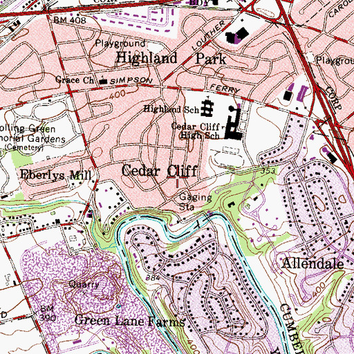 Topographic Map of Lower Allen, PA