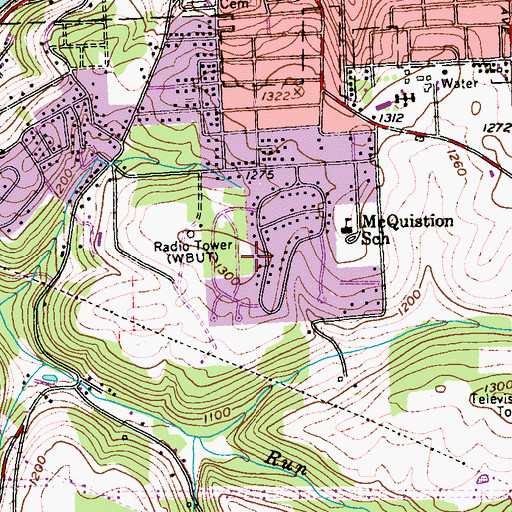 Topographic Map of Meadowood, PA