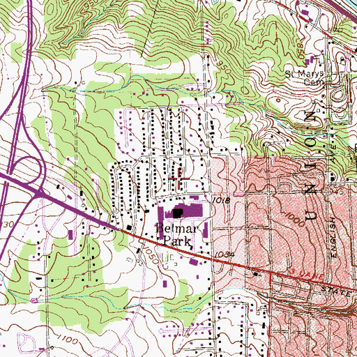Topographic Map of Oakwood, PA