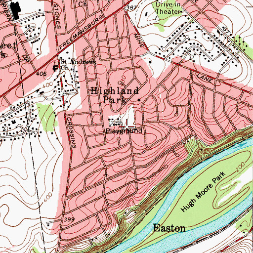 Topographic Map of Old Orchard, PA