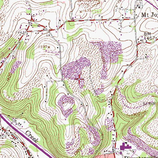 Topographic Map of Plymptonville, PA