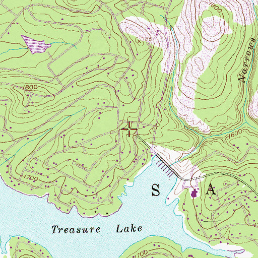 Topographic Map of Treasure Lake, PA