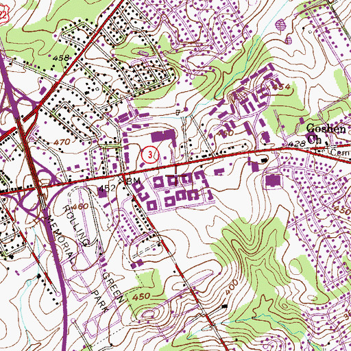 Topographic Map of West Goshen, PA