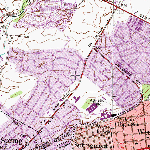 Topographic Map of Whitfield, PA