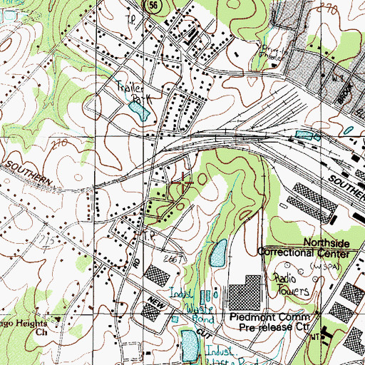 Topographic Map of Southern Shops, SC
