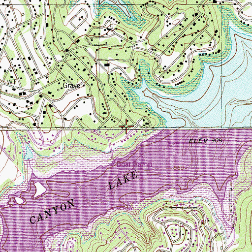 Topographic Map of Canyon Lake, TX