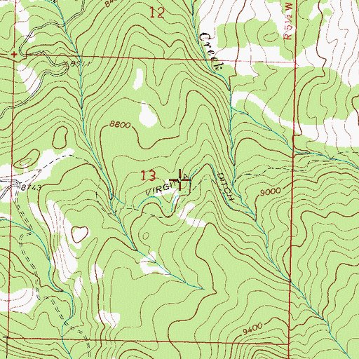 Topographic Map of Virginia Ditch, CO