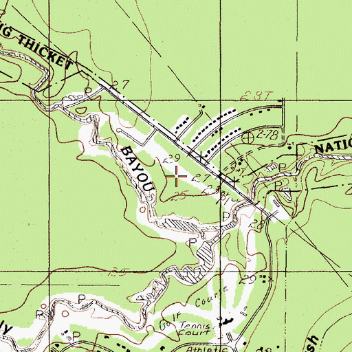 Topographic Map of Pinewood Estates, TX