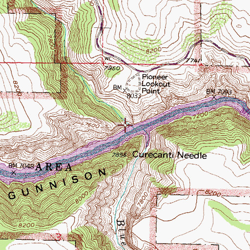 Topographic Map of Curecanti Creek, CO
