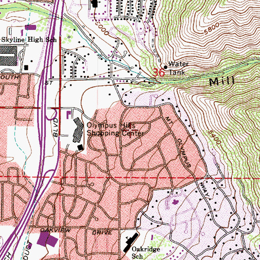 Topographic Map of Mount Olympus, UT