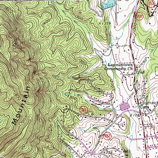 Topographic Map of Laymantown, VA