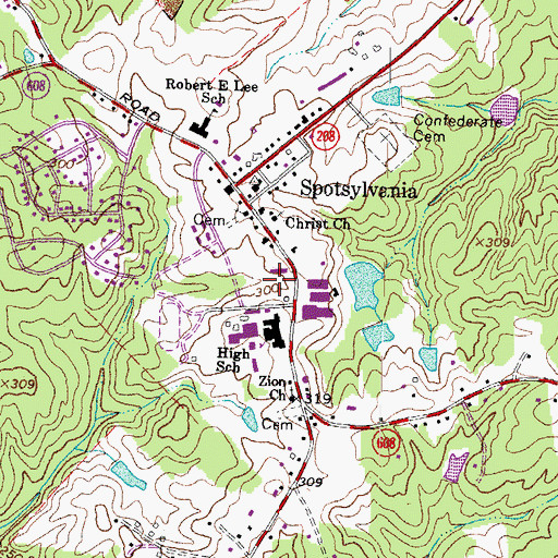 Topographic Map of Spotsylvania Courthouse, VA