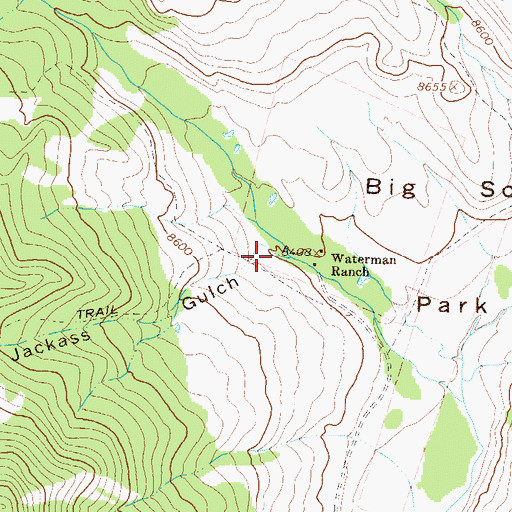 Topographic Map of Jackass Gulch, CO