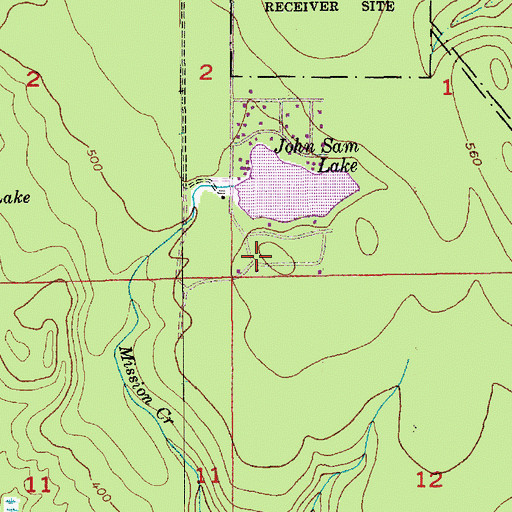 Topographic Map of John Sam Lake, WA
