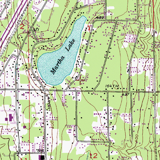 Topographic Map of Martha Lake, WA