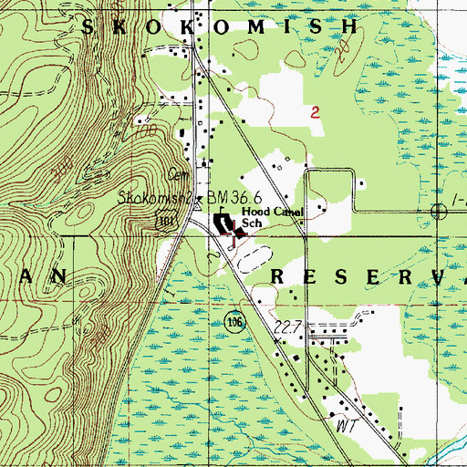 Topographic Map of Skokomish, WA