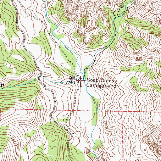 Topographic Map of Cow Creek, CO