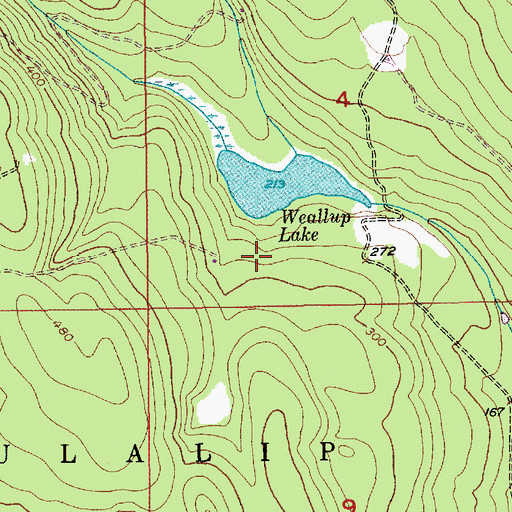 Topographic Map of Weallup Lake, WA
