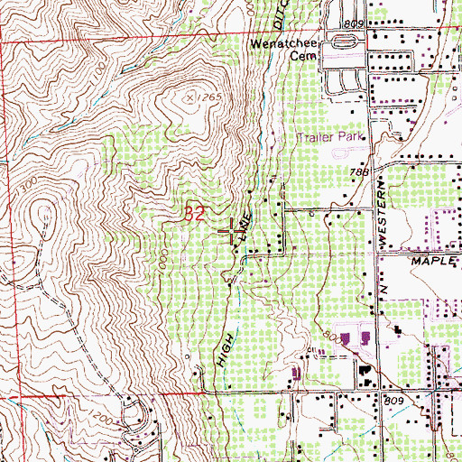 Topographic Map of West Wenatchee, WA