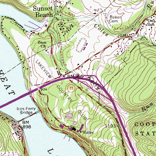 Topographic Map of Cheat Lake, WV