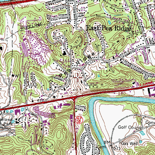 Topographic Map of Pea Ridge, WV