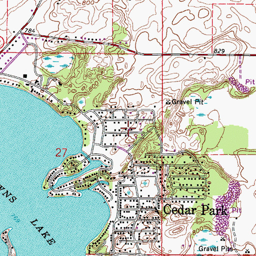 Topographic Map of Browns Lake, WI