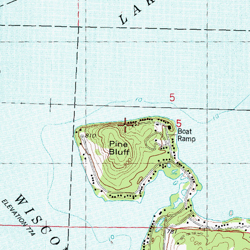 Topographic Map of Lake Wisconsin, WI