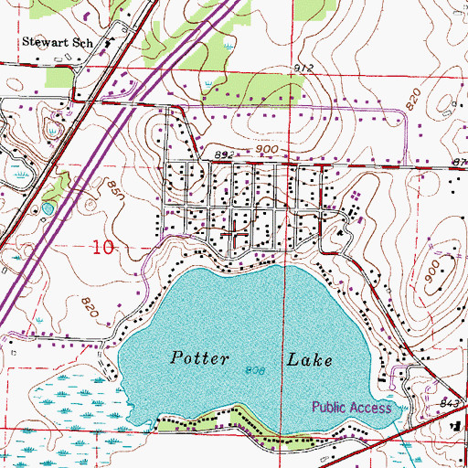 Topographic Map of Potter Lake, WI