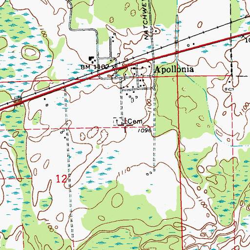 Topographic Map of Apollonia Catholic Cemetery, WI