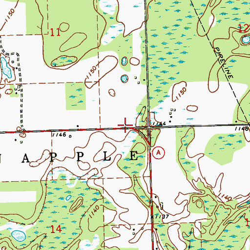 Topographic Map of Bass Lake School (historical), WI